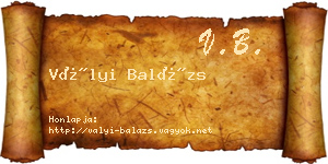 Vályi Balázs névjegykártya